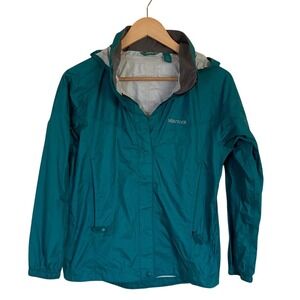 Marmot Kids Hooded Zip Front Nylon Jacket Size Large Blue Windbreaker All Season